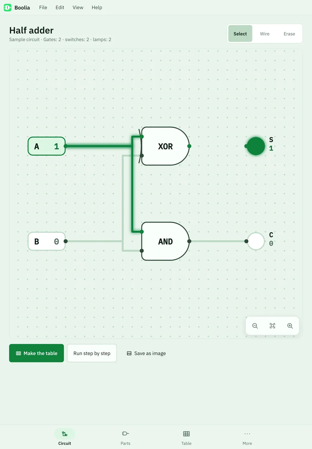 Boolia screenshot: workspace with sample content