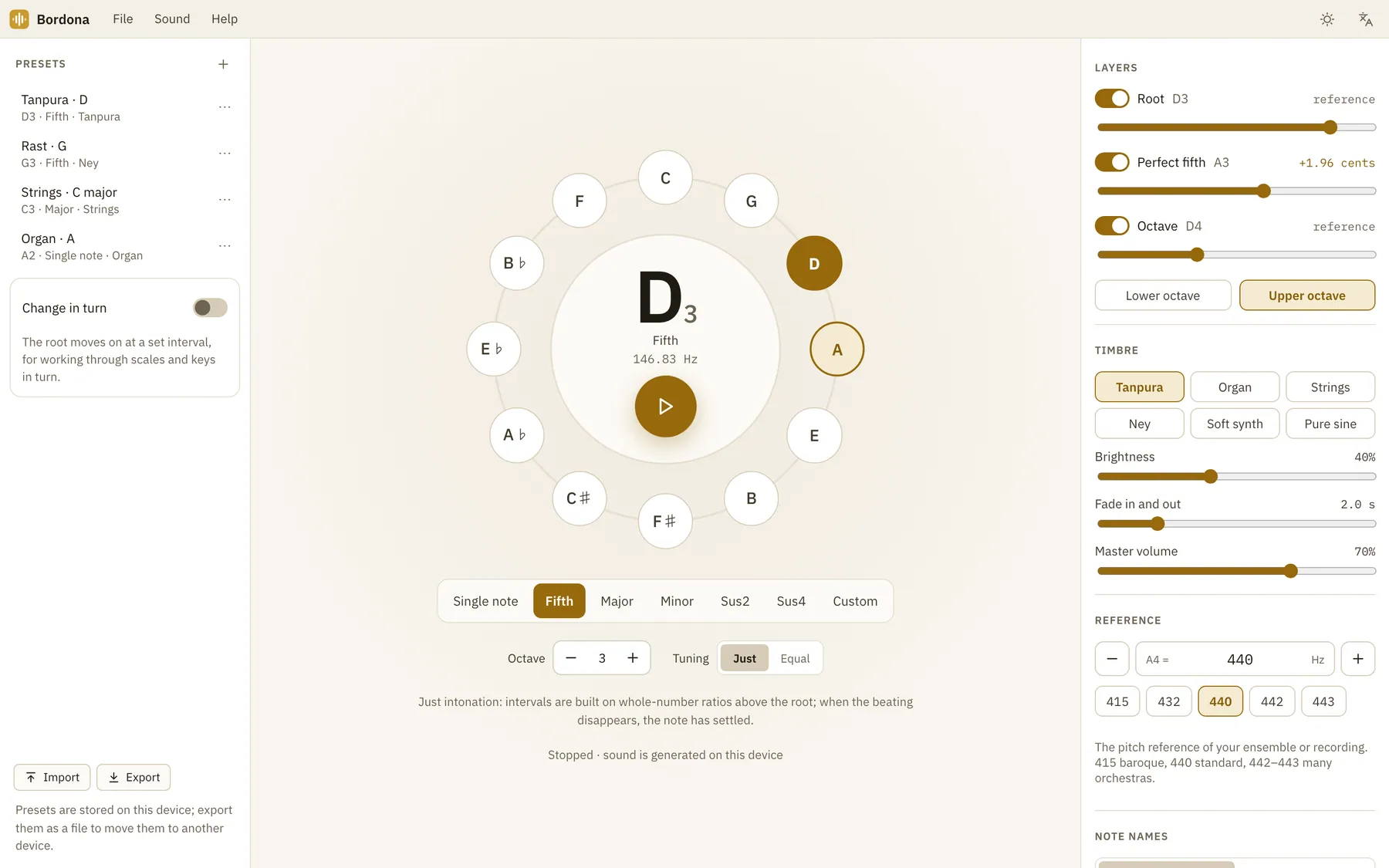 Bordona screenshot: workspace with sample content