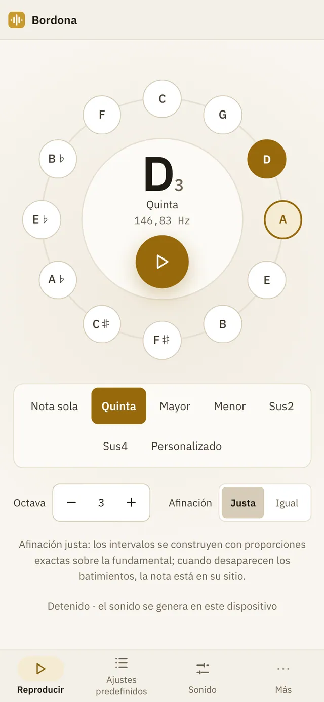 Captura de pantalla de Bordona: área de trabajo con contenido de ejemplo