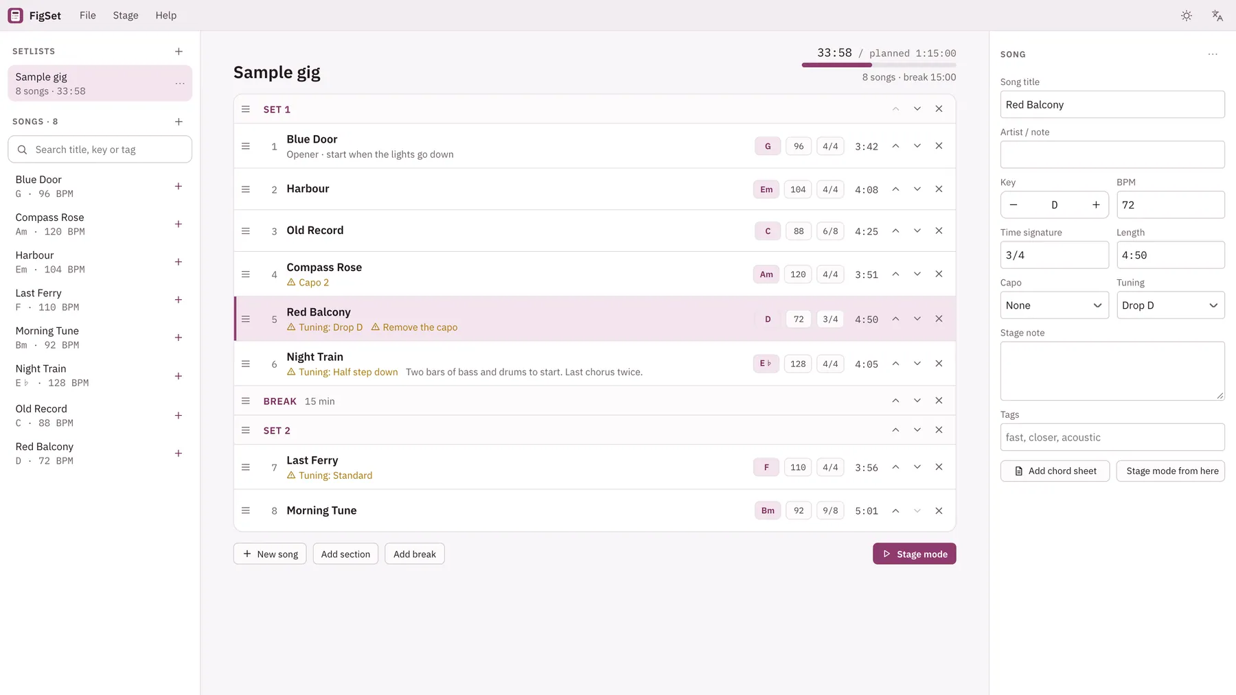 Cuevio screenshot: workspace with sample content