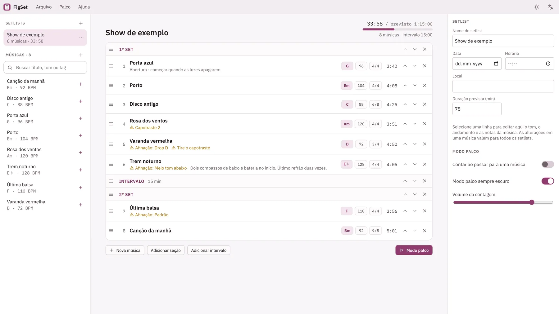 Captura de tela do Cuevio: área de trabalho com conteúdo de exemplo