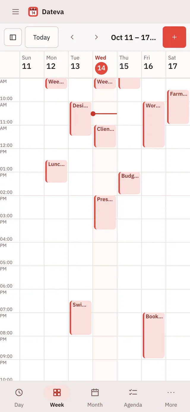 Dateva screenshot: workspace with sample content