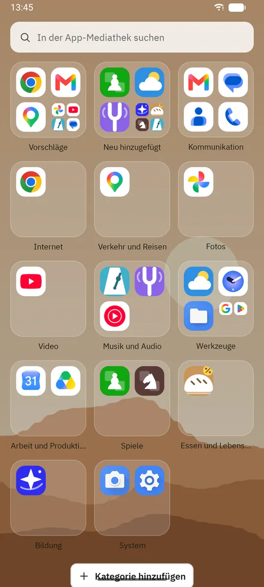 Bildschirmfoto von Dockela Launcher: Arbeitsbereich mit Beispielinhalt