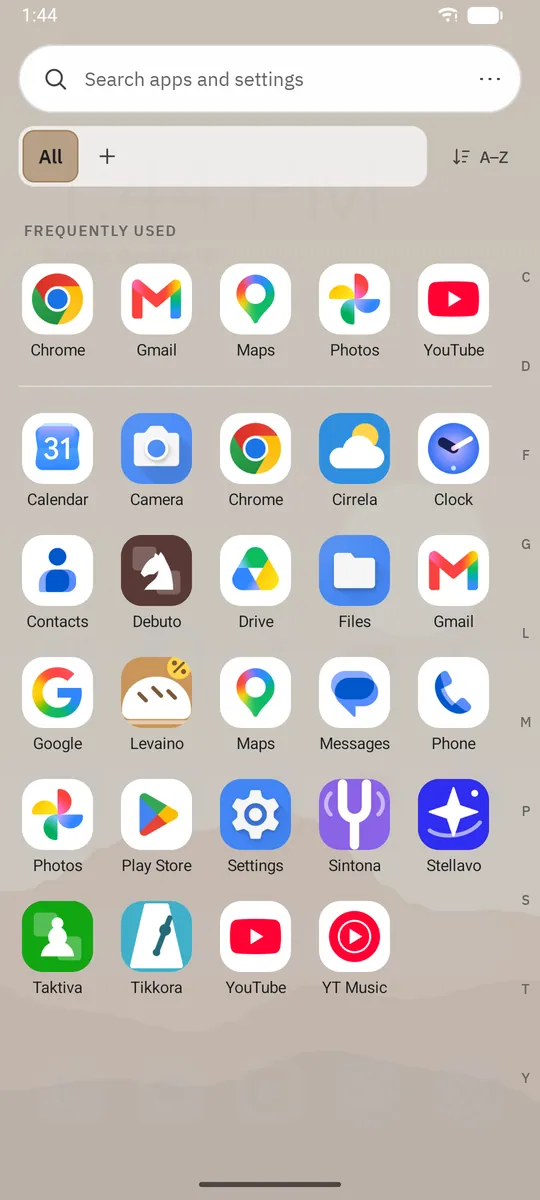 Dockela Launcher screenshot: workspace with sample content