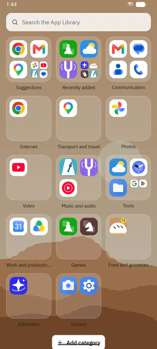 Dockela Launcher screenshot: workspace with sample content