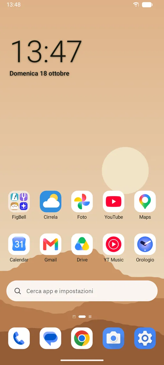 Screenshot di Dockela Launcher: area di lavoro con contenuto di esempio