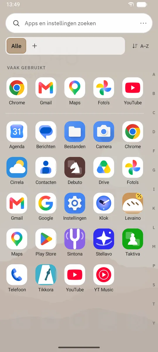 Schermafbeelding van Dockela Launcher: werkruimte met voorbeeldinhoud