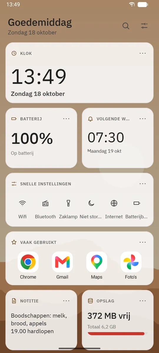Schermafbeelding van Dockela Launcher: werkruimte met voorbeeldinhoud