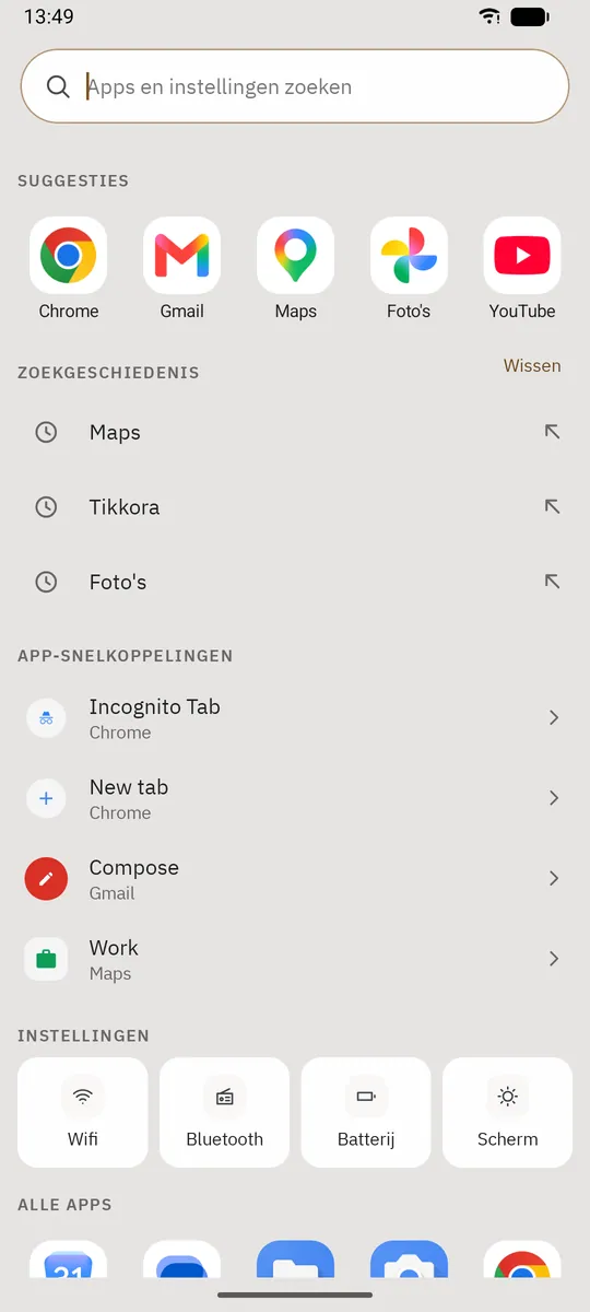 Schermafbeelding van Dockela Launcher: werkruimte met voorbeeldinhoud
