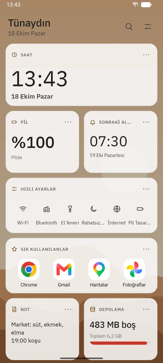 Dockela Launcher ekran görüntüsü: örnek içerikle çalışma alanı