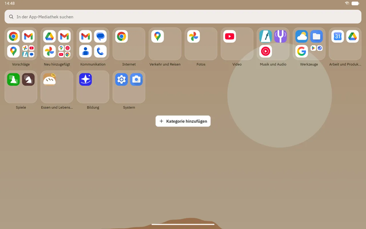 Bildschirmfoto von Dockela Launcher: Arbeitsbereich mit Beispielinhalt