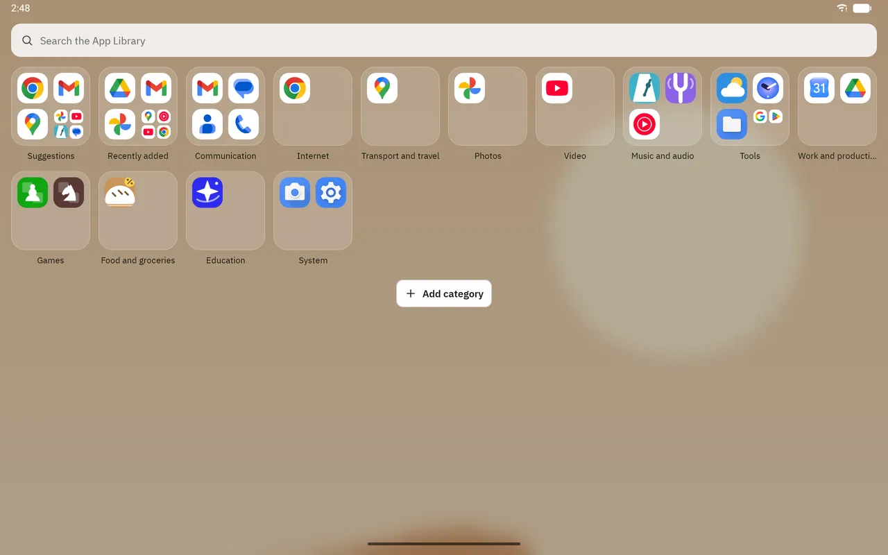 Dockela Launcher screenshot: workspace with sample content