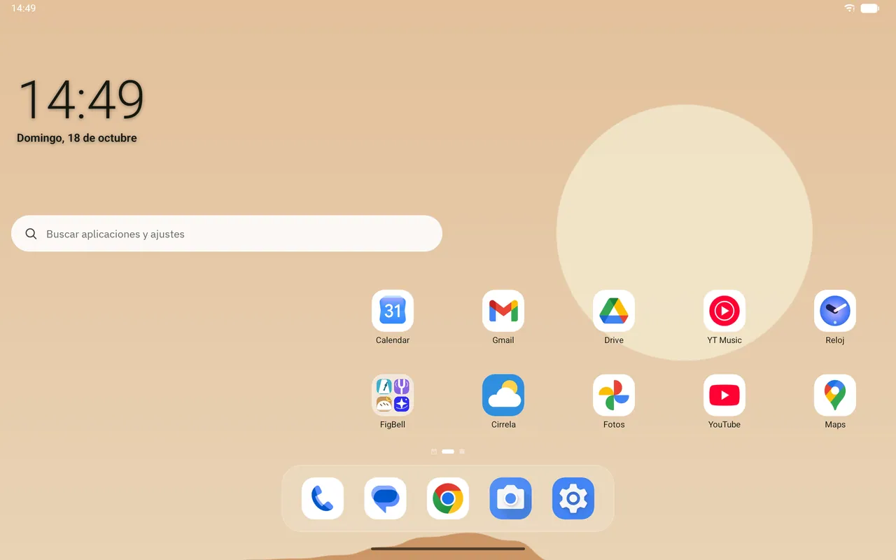 Captura de pantalla de Dockela Launcher: área de trabajo con contenido de ejemplo