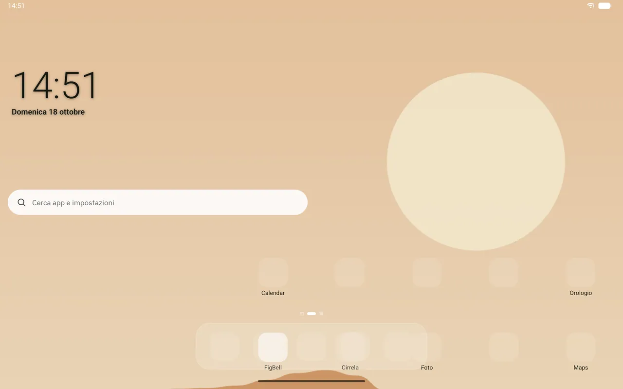 Screenshot di Dockela Launcher: area di lavoro con contenuto di esempio