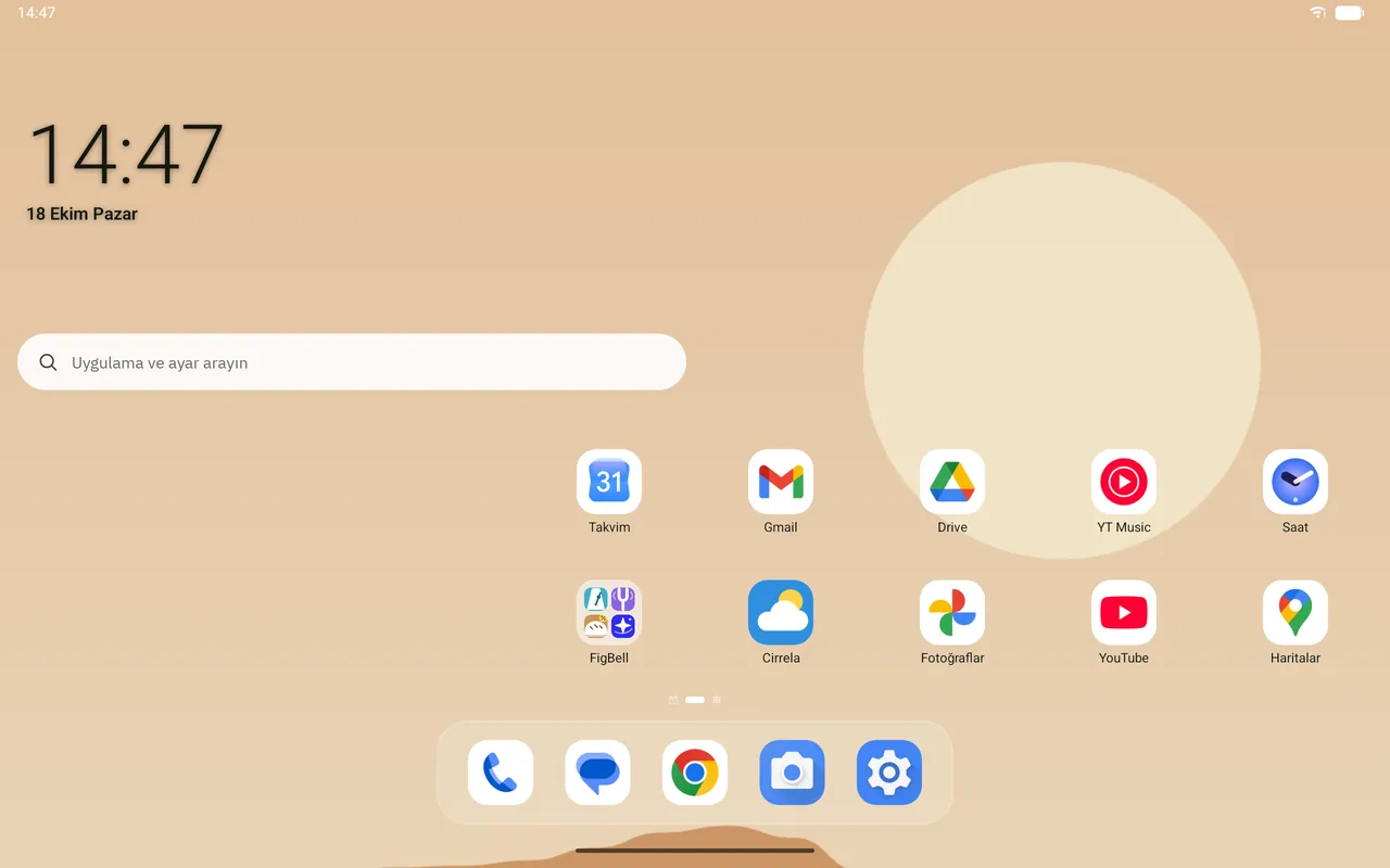 Dockela Launcher ekran görüntüsü: örnek içerikle çalışma alanı
