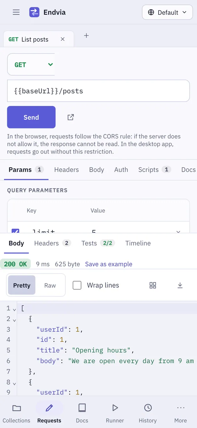 Endvia screenshot: workspace with sample content