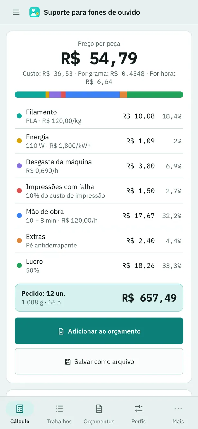 Captura de tela do Extrudo: área de trabalho com conteúdo de exemplo