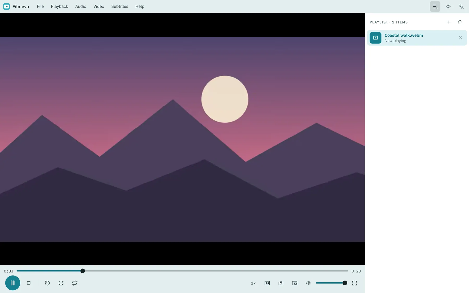 Filmeva screenshot: workspace with sample content