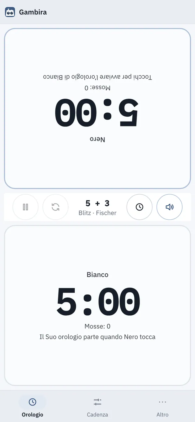 Screenshot di Gambira: area di lavoro con contenuto di esempio
