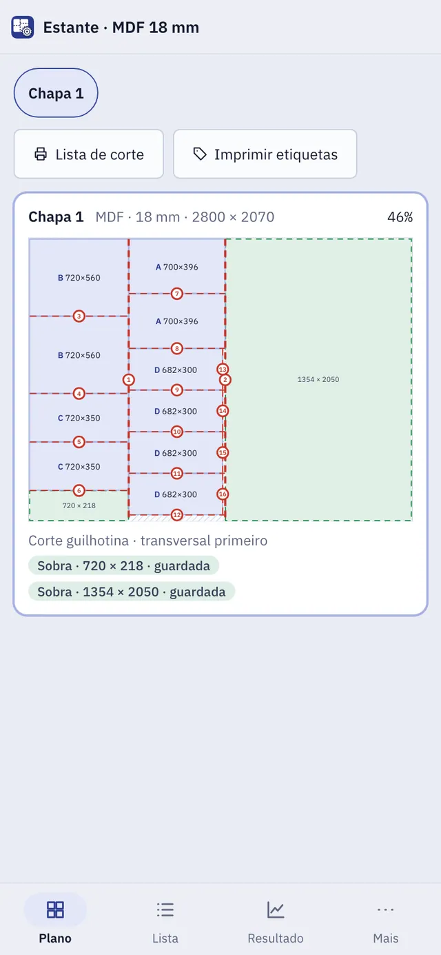 Captura de tela do Kerfio: área de trabalho com conteúdo de exemplo