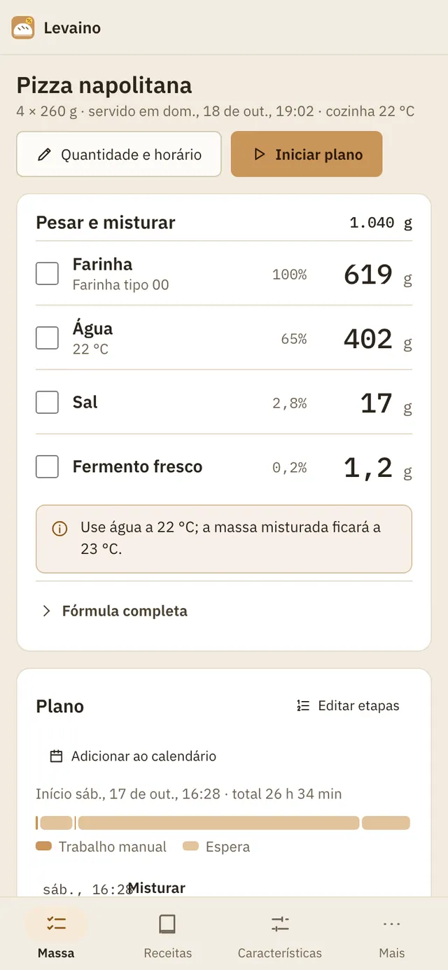 Captura de tela do Levaino: área de trabalho com conteúdo de exemplo