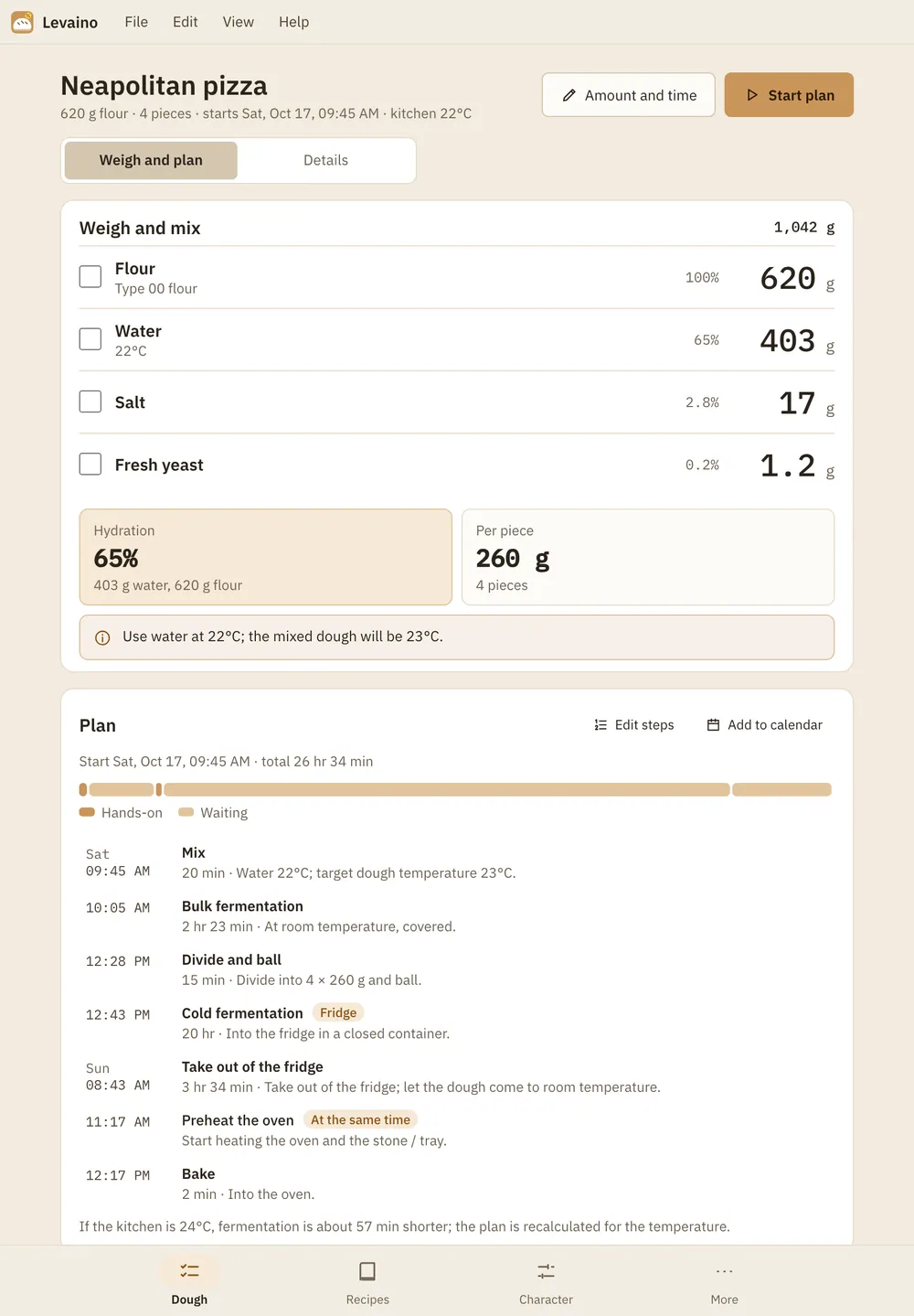 Levaino screenshot: workspace with sample content