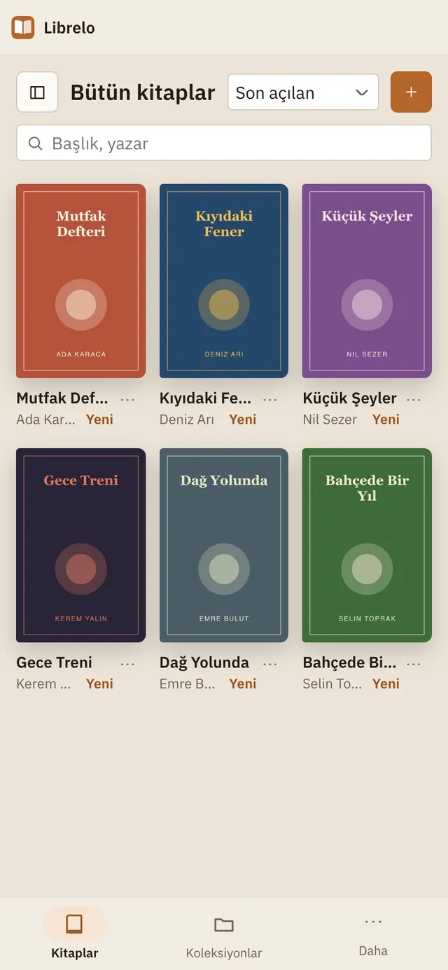 Librelo ekran görüntüsü: örnek içerikle çalışma alanı