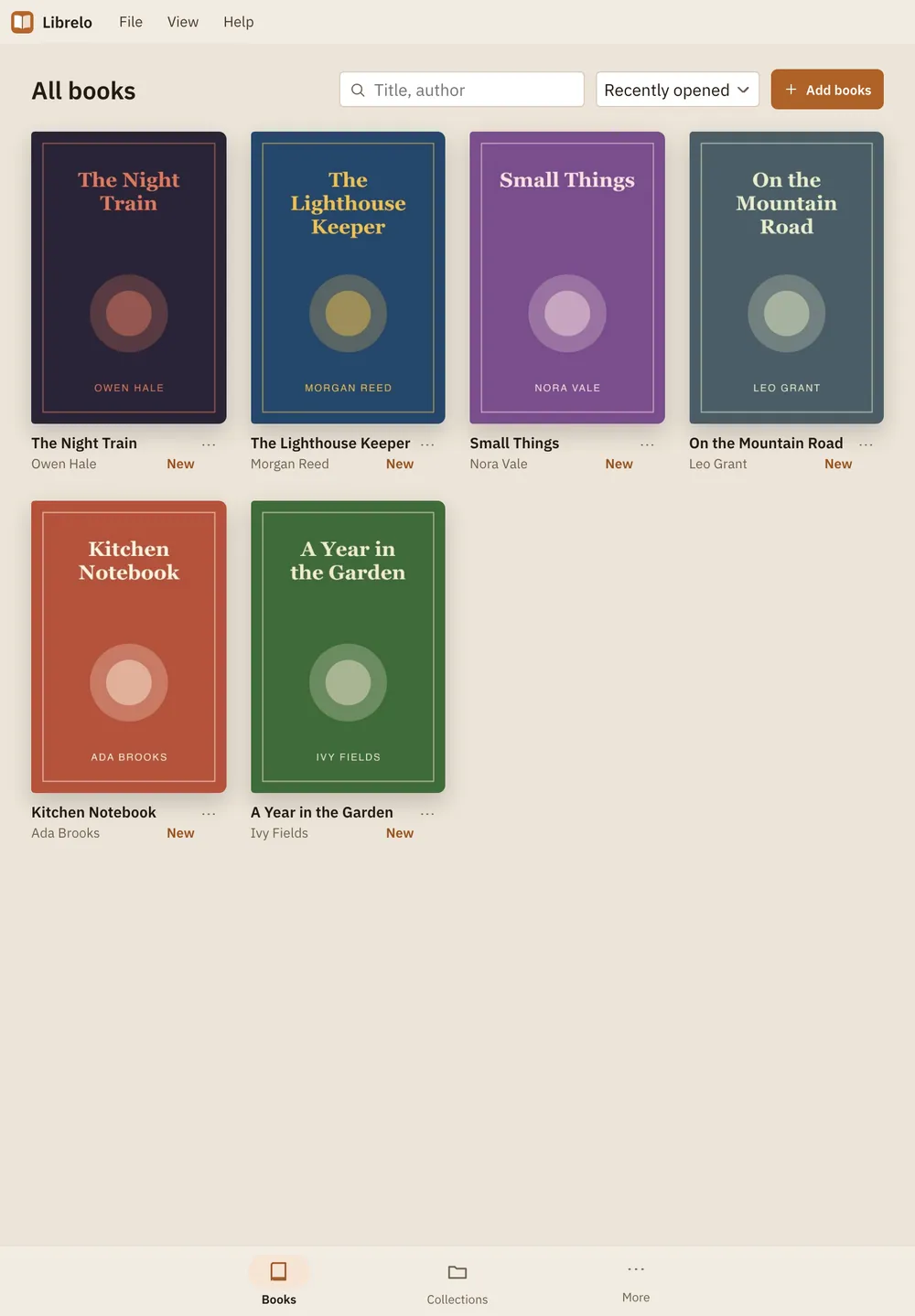 Librelo screenshot: workspace with sample content