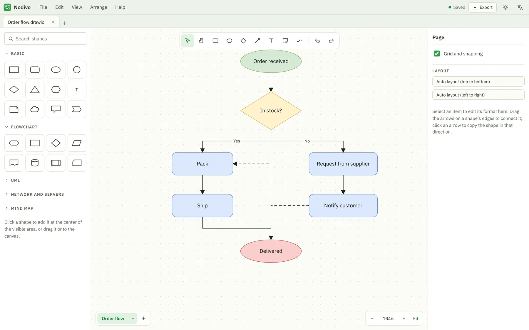 Nodivo screenshot: workspace with sample content