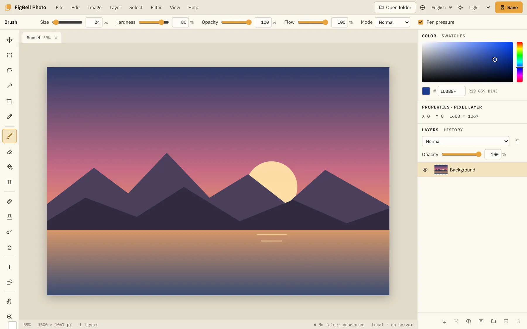 Pictava screenshot: workspace with sample content