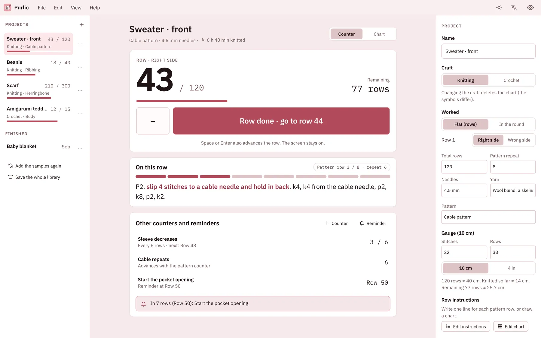 Purlio screenshot: workspace with sample content