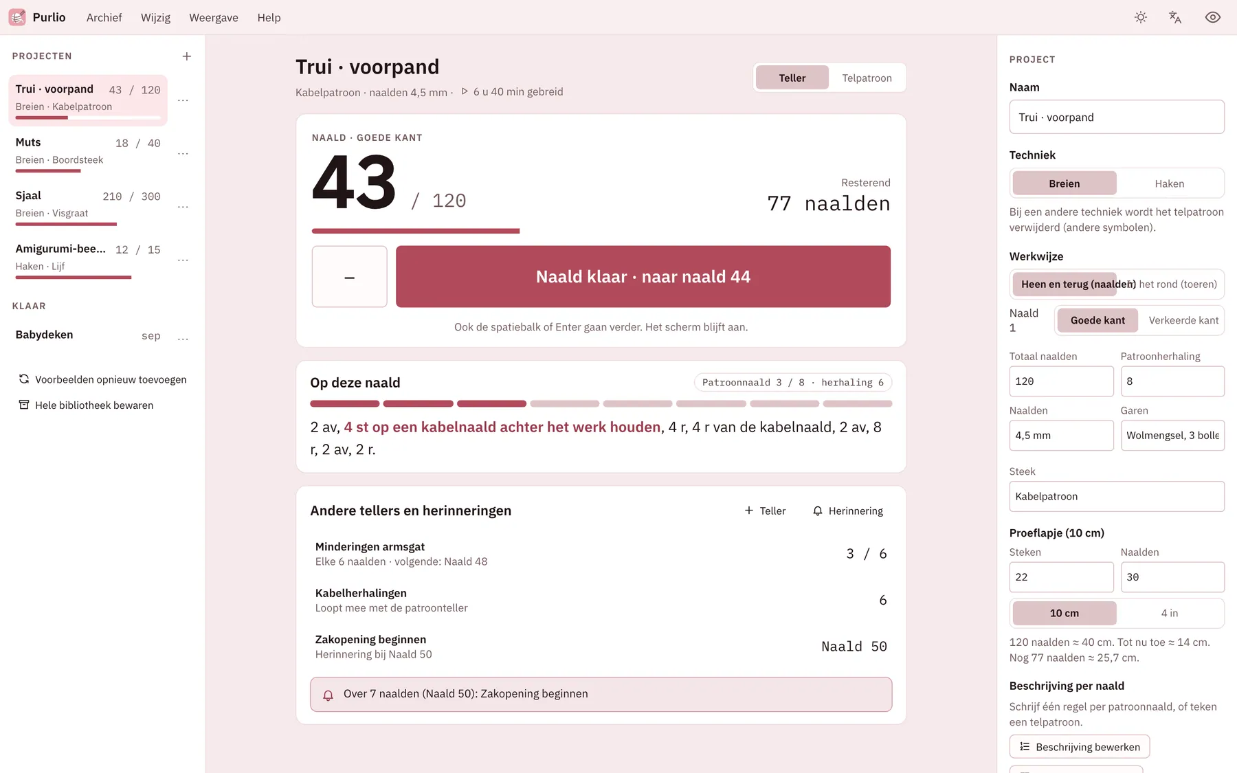 Schermafbeelding van Purlio: werkruimte met voorbeeldinhoud