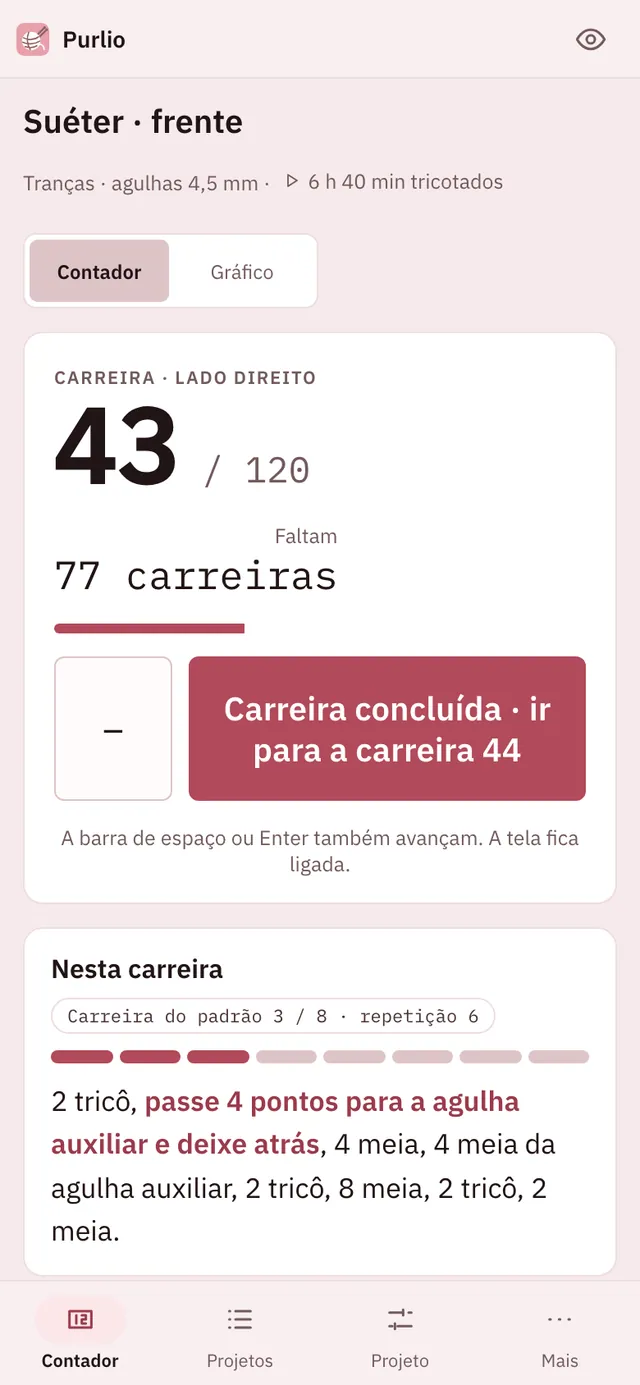 Captura de tela do Purlio: área de trabalho com conteúdo de exemplo