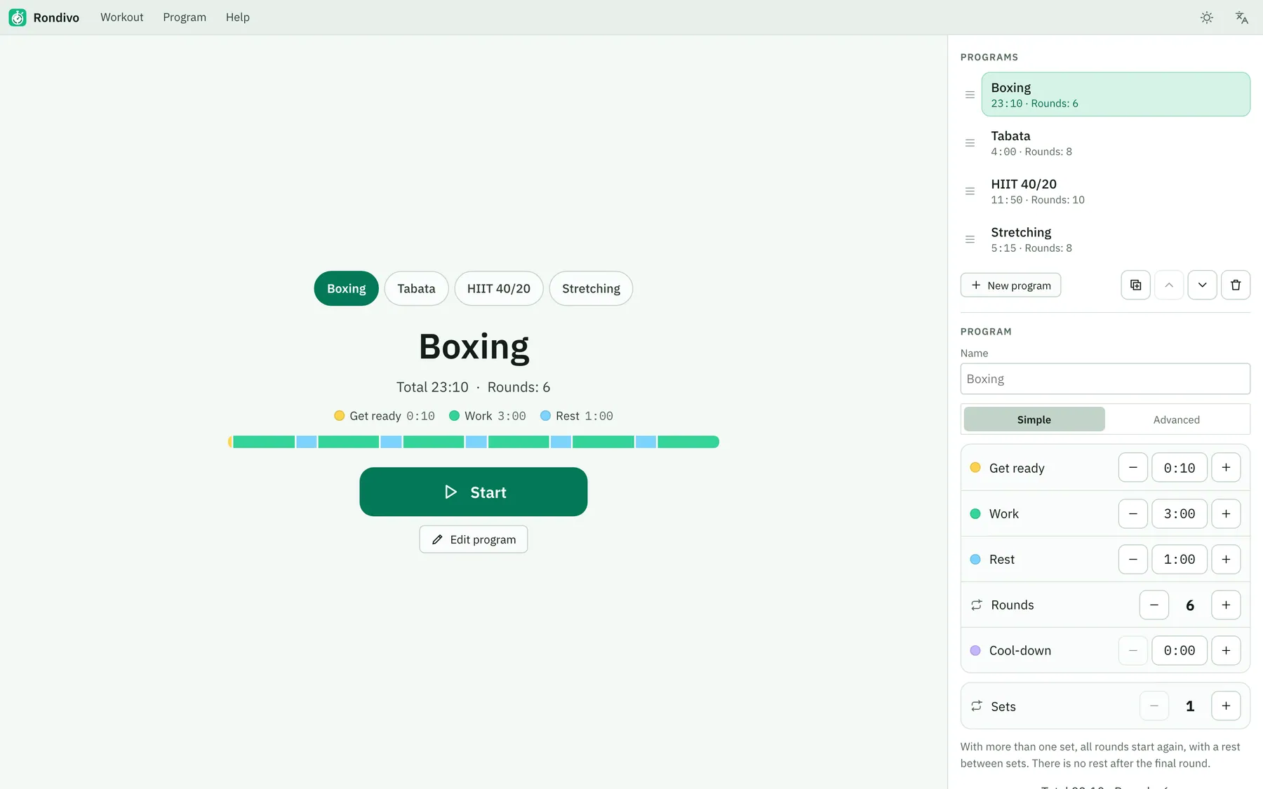 Rondivo screenshot: workspace with sample content