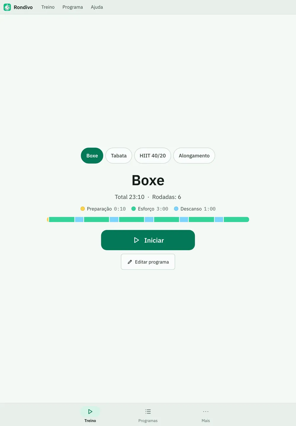 Captura de tela do Rondivo: área de trabalho com conteúdo de exemplo