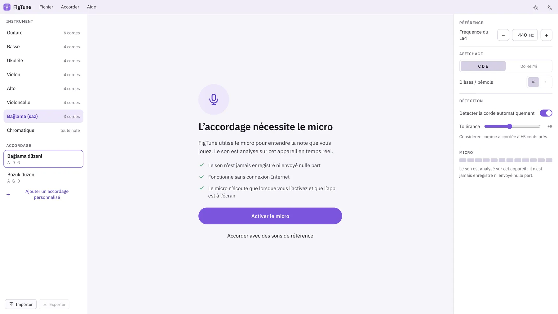 Capture d'écran de Sintona : espace de travail avec un contenu d'exemple