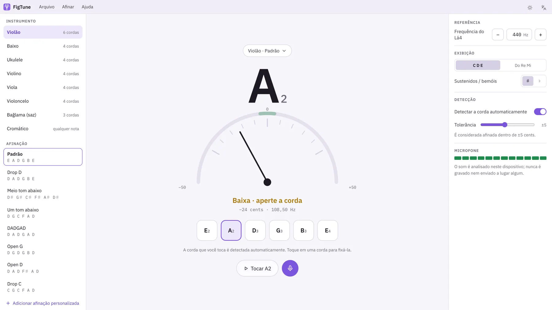 Captura de tela do Sintona: área de trabalho com conteúdo de exemplo