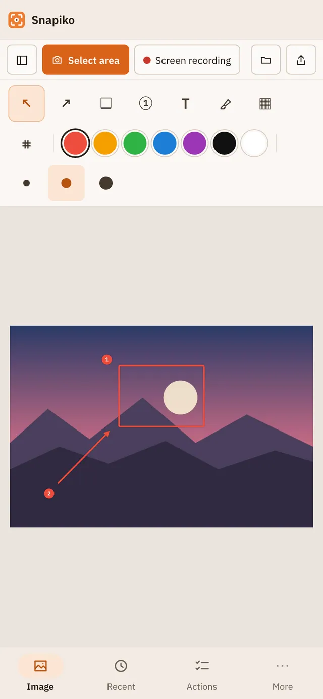 Snapiko screenshot: workspace with sample content
