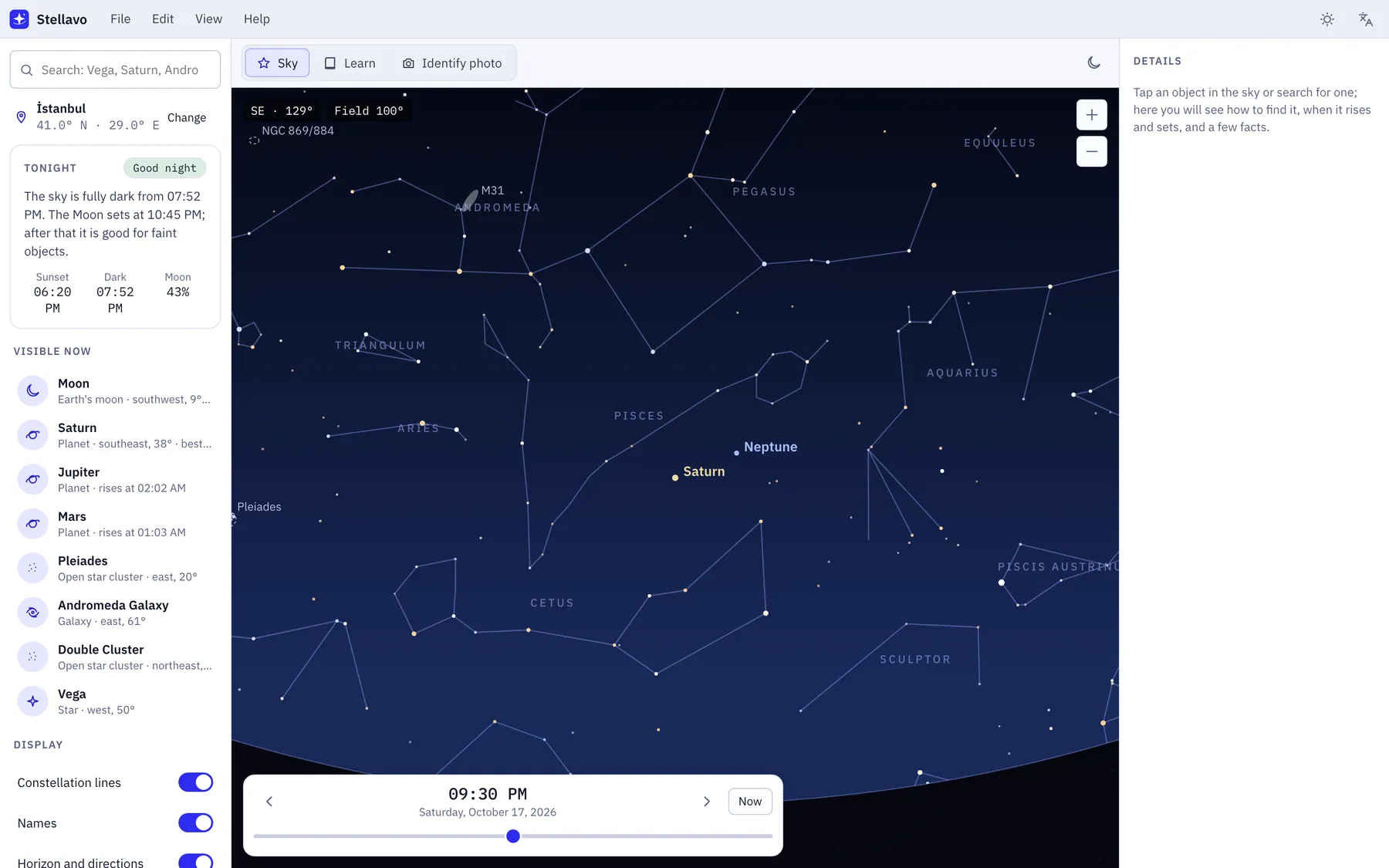 Stellavo screenshot: workspace with sample content