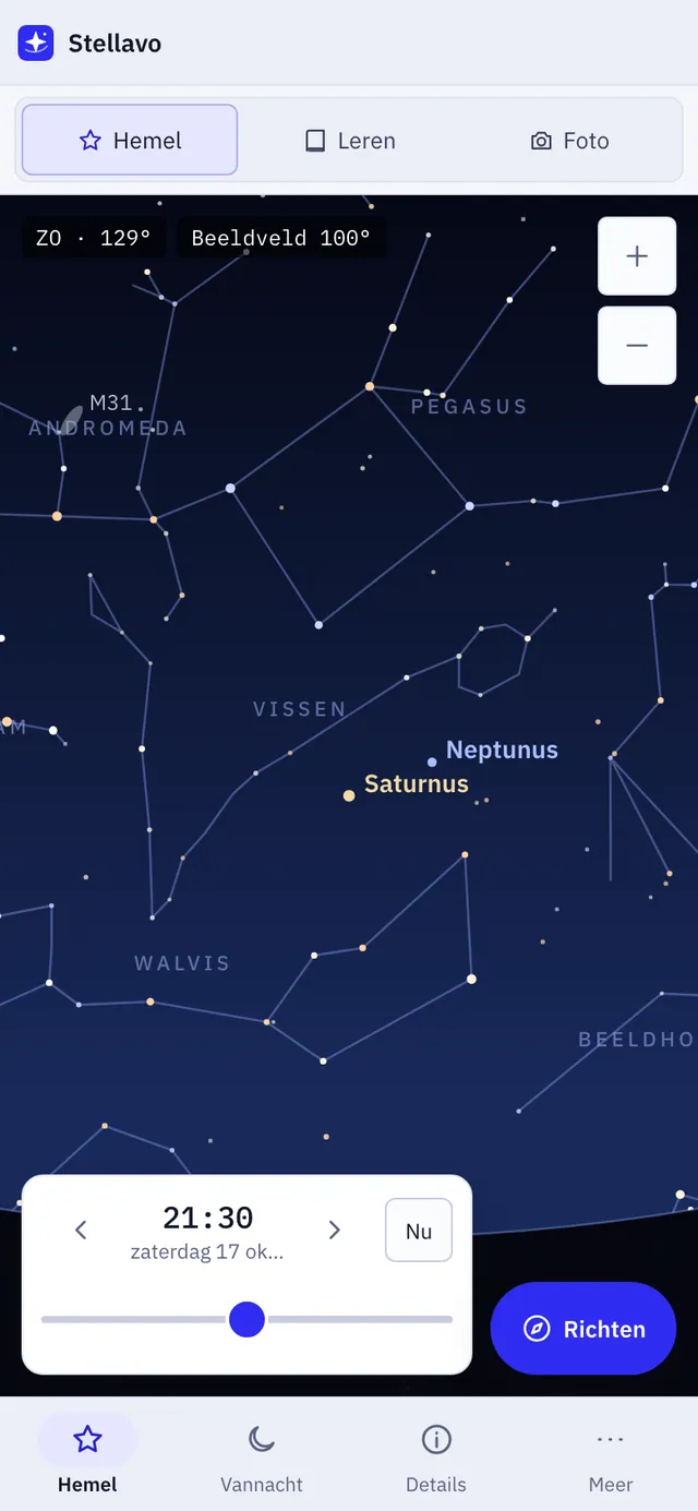 Schermafbeelding van Stellavo: werkruimte met voorbeeldinhoud