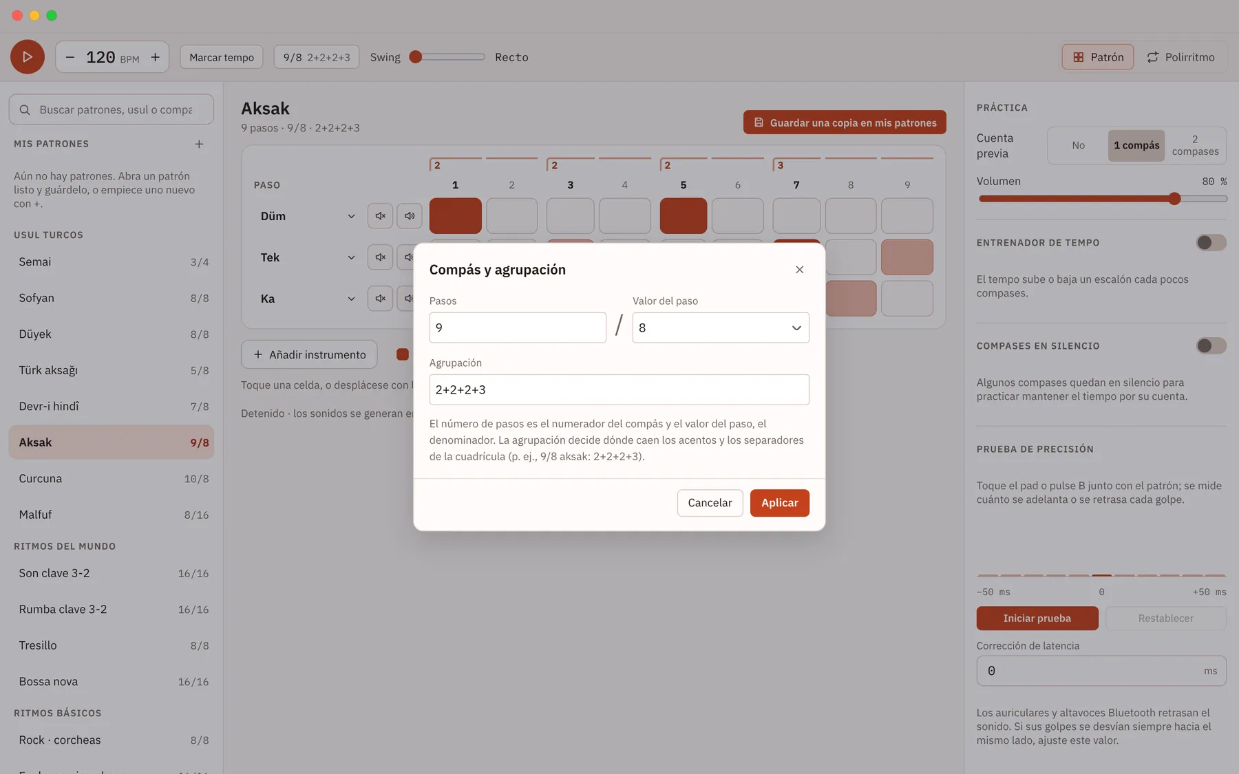 Captura de pantalla de Takiti: área de trabajo con contenido de ejemplo