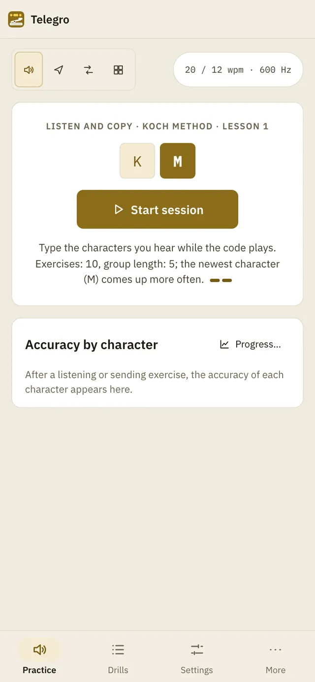 Telegro screenshot: workspace with sample content
