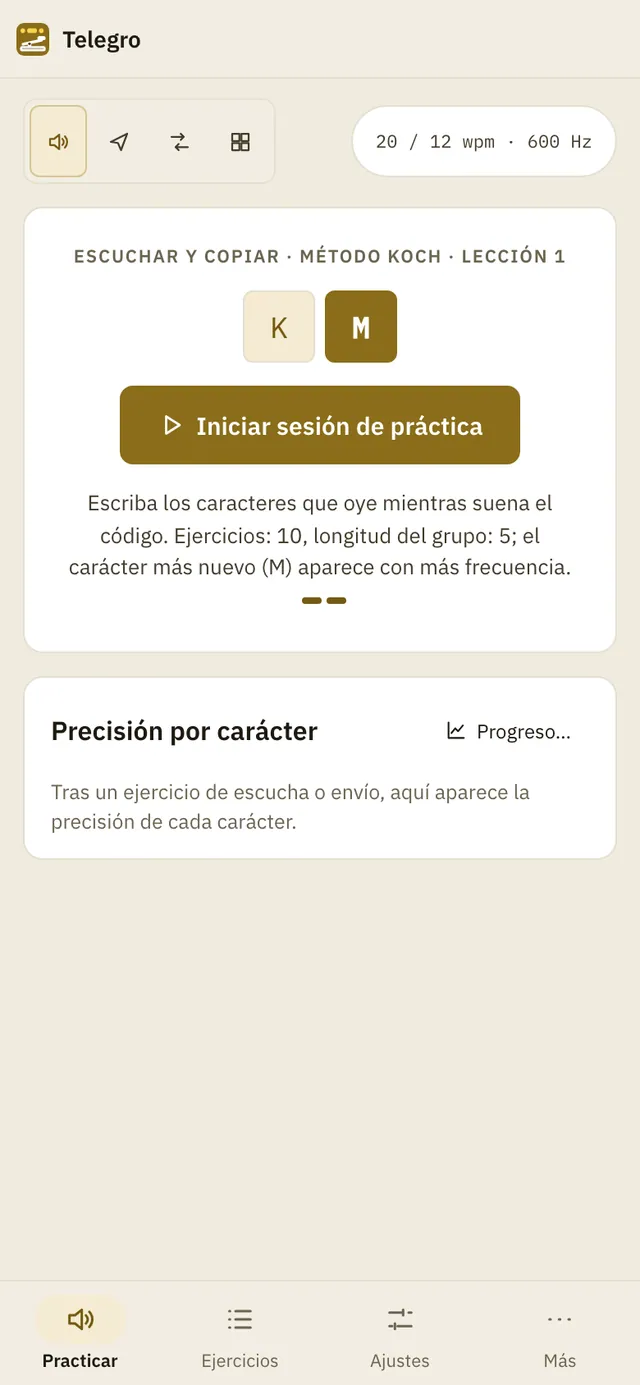 Captura de pantalla de Telegro: área de trabajo con contenido de ejemplo