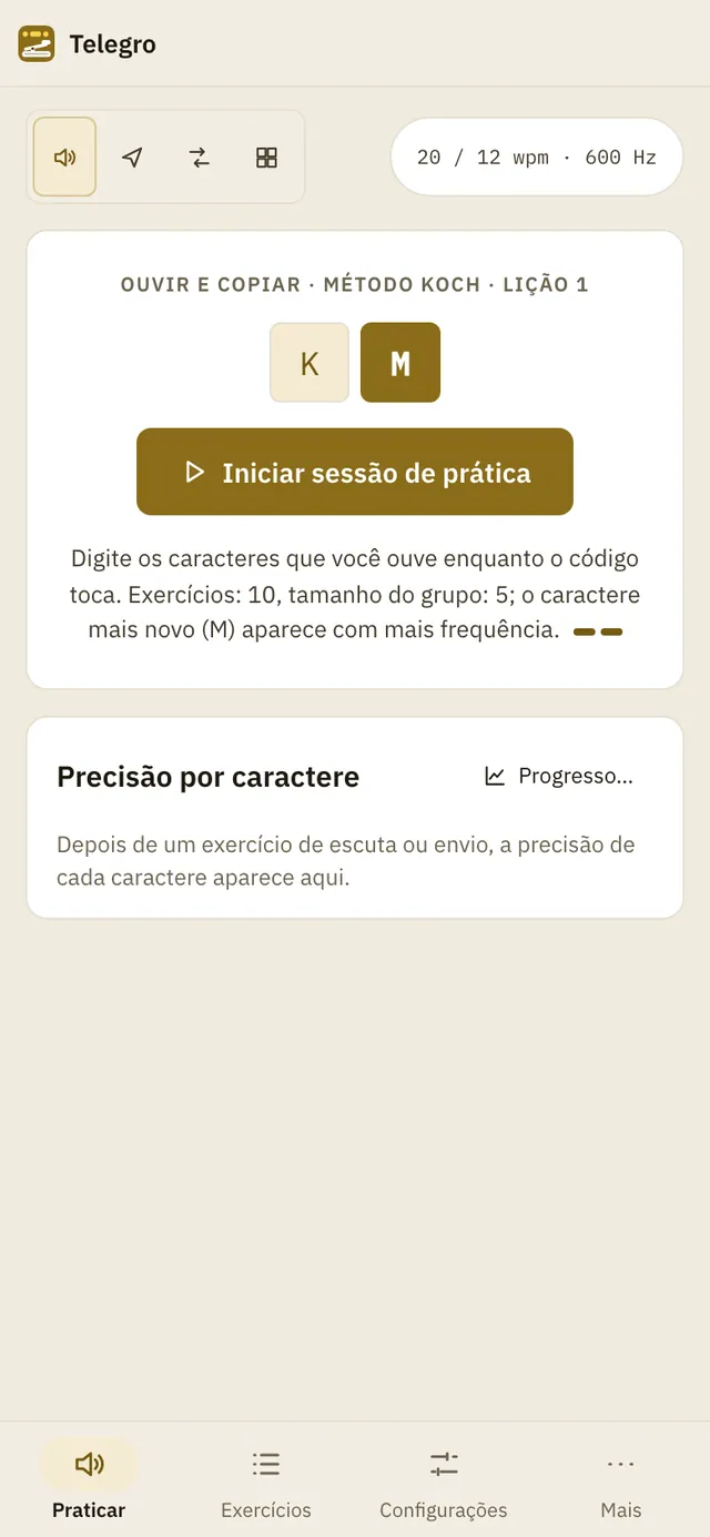 Captura de tela do Telegro: área de trabalho com conteúdo de exemplo