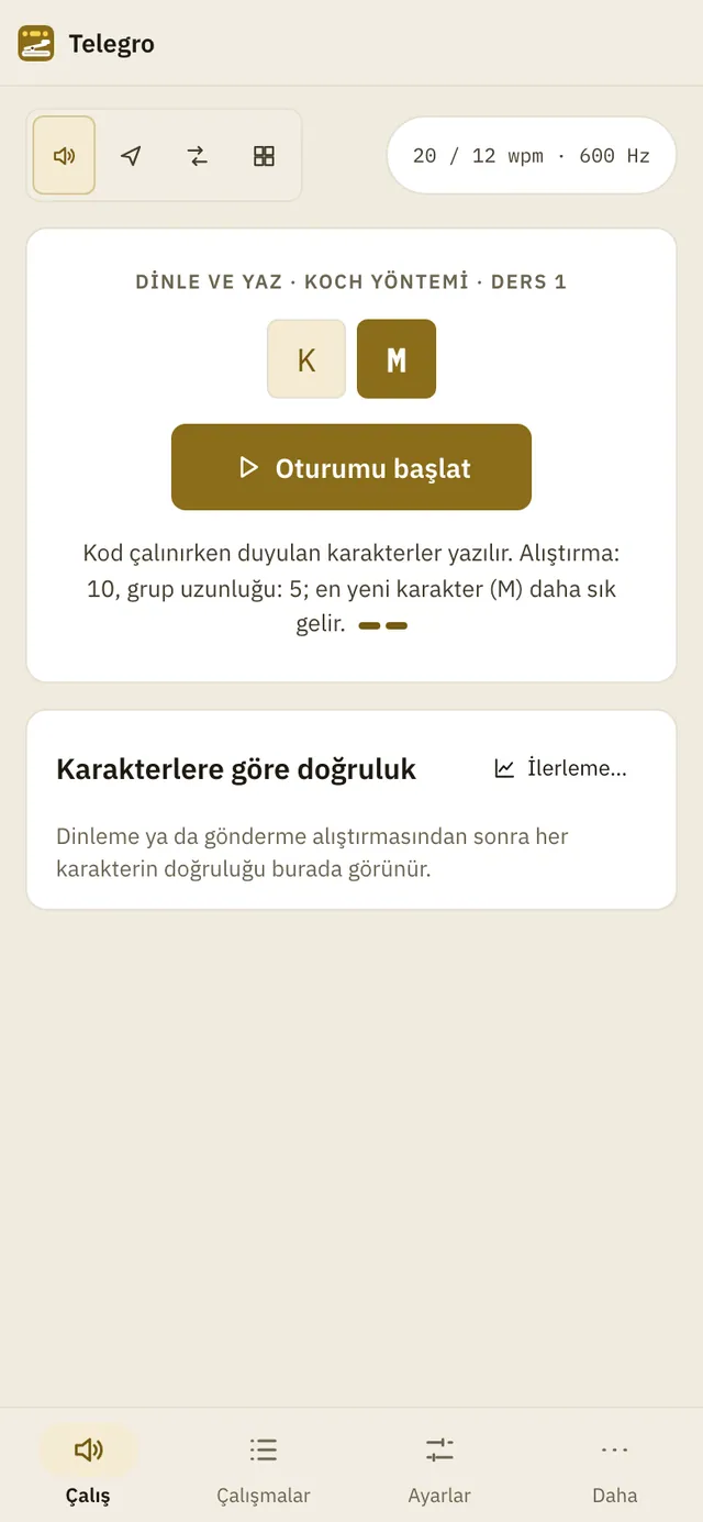Telegro ekran görüntüsü: örnek içerikle çalışma alanı