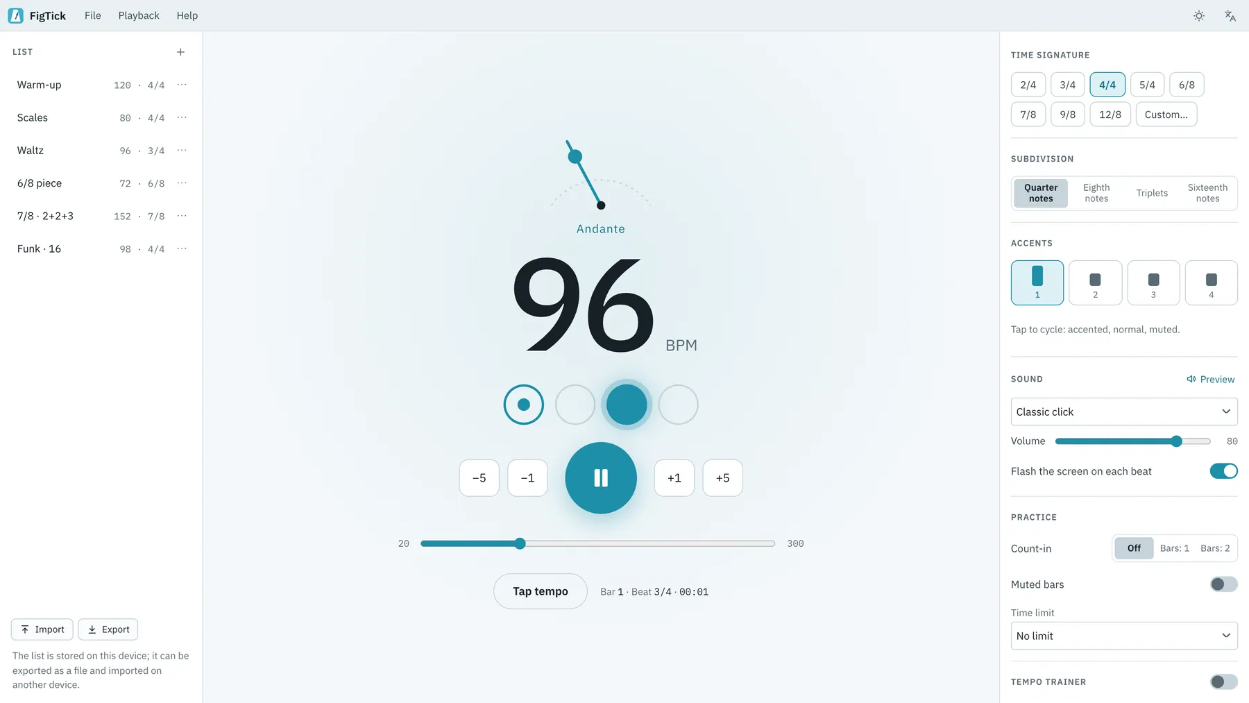 Tikkora screenshot: workspace with sample content