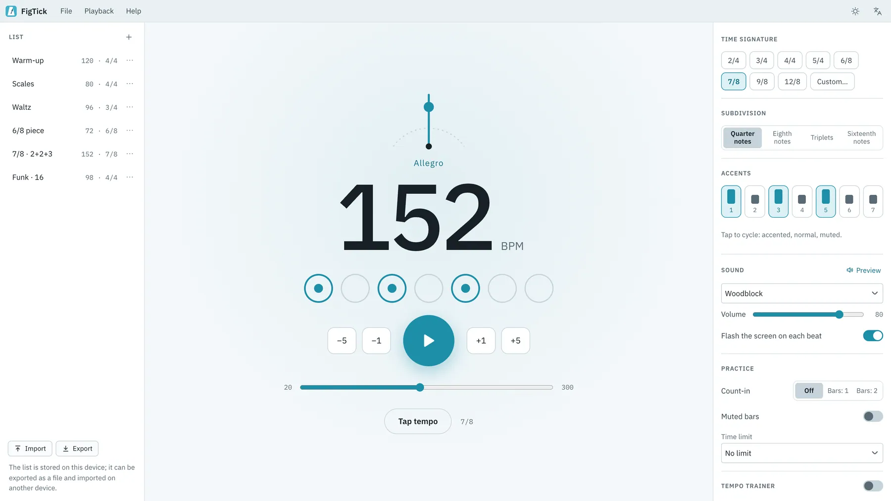 Tikkora screenshot: workspace with sample content