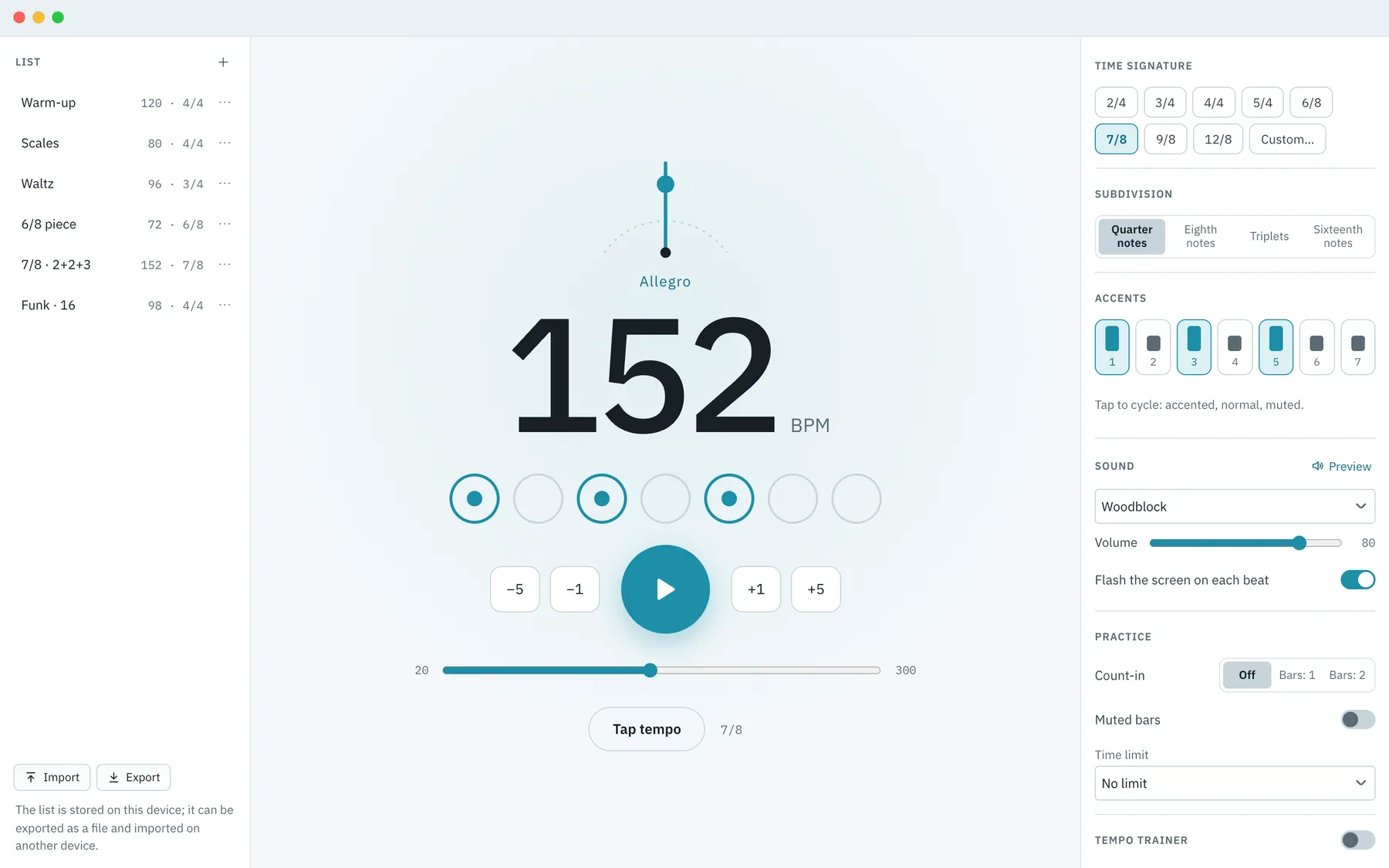 Tikkora screenshot: workspace with sample content