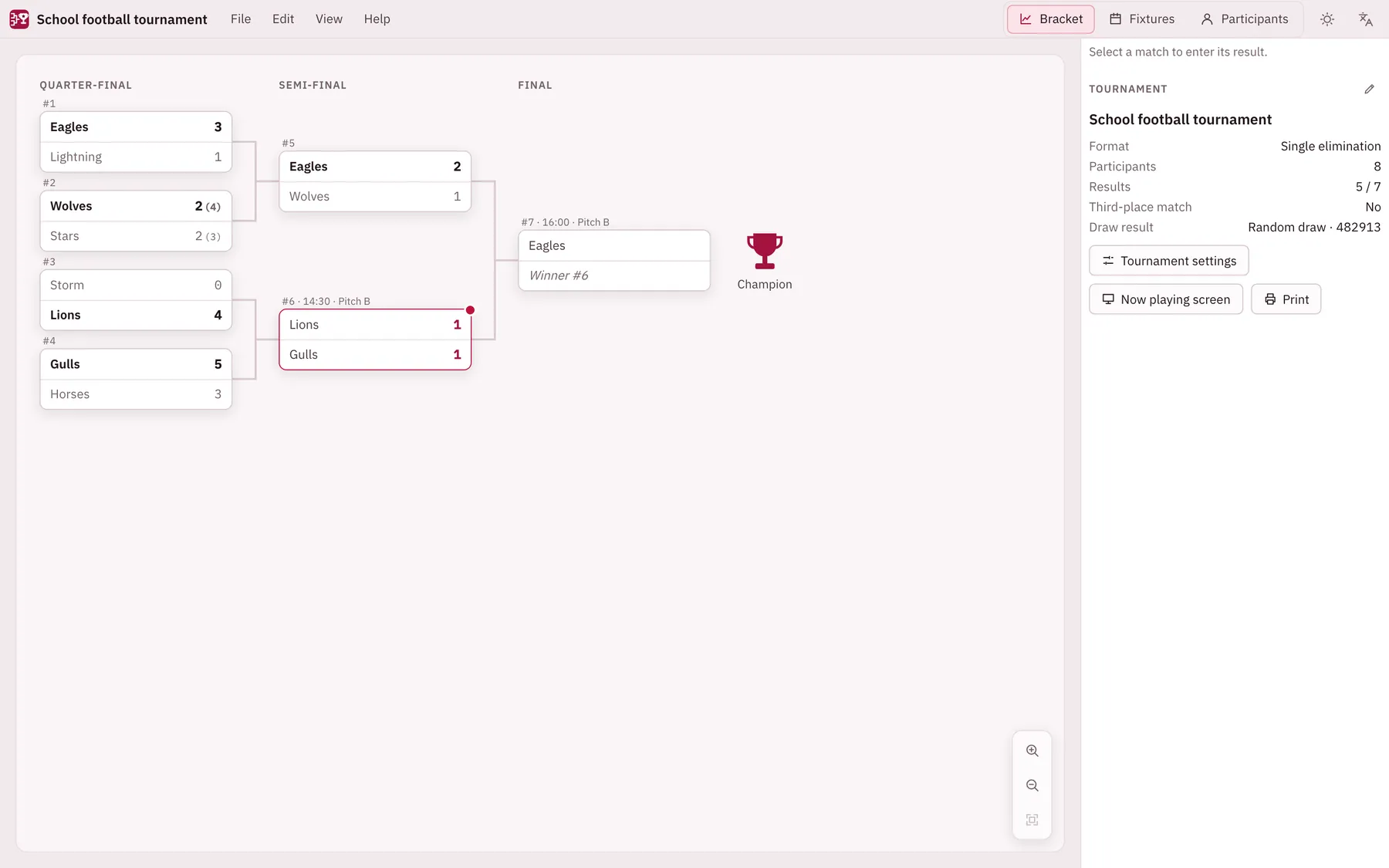 Turnira screenshot: workspace with sample content