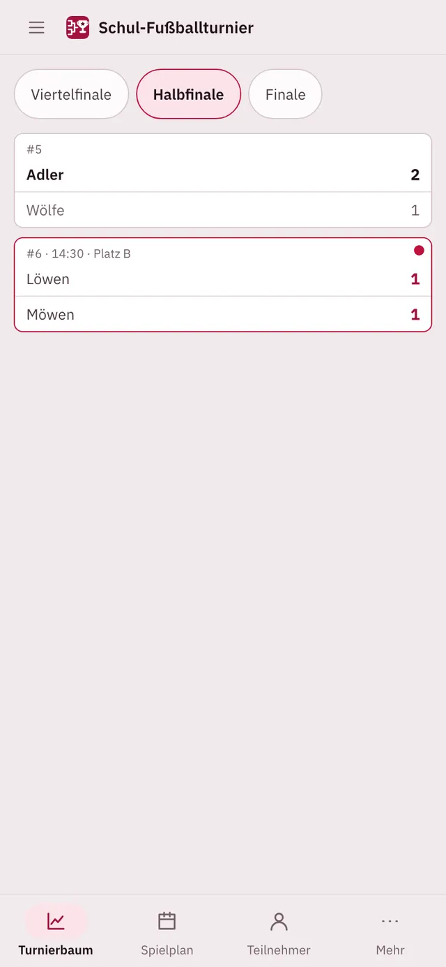 Bildschirmfoto von Turnira: Arbeitsbereich mit Beispielinhalt